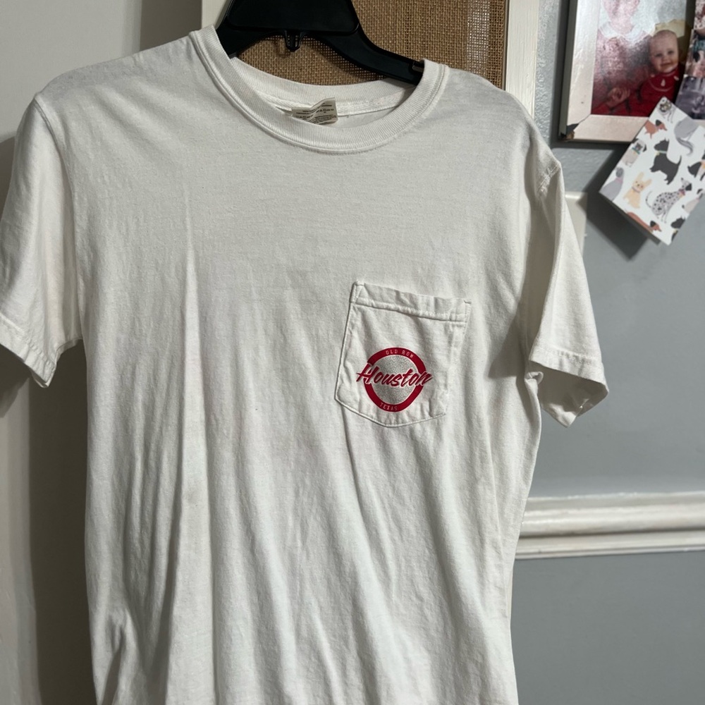 White Short Sleeve Tee with Red Graphic